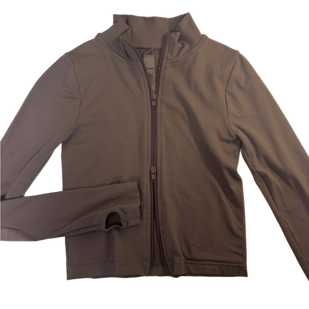 Garage Taupe Double Zip-Up Sweater